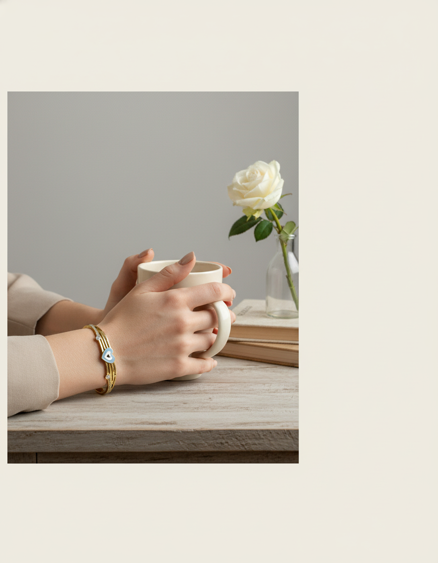 Heart evil eye diamond studded bracelet