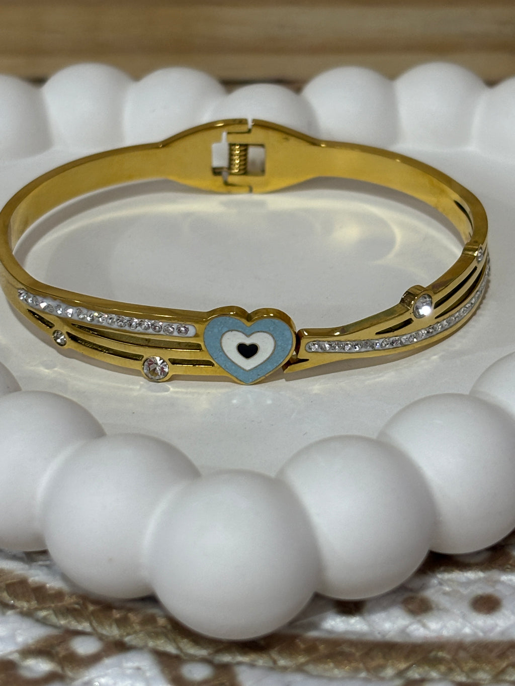 Heart evil eye diamond studded bracelet